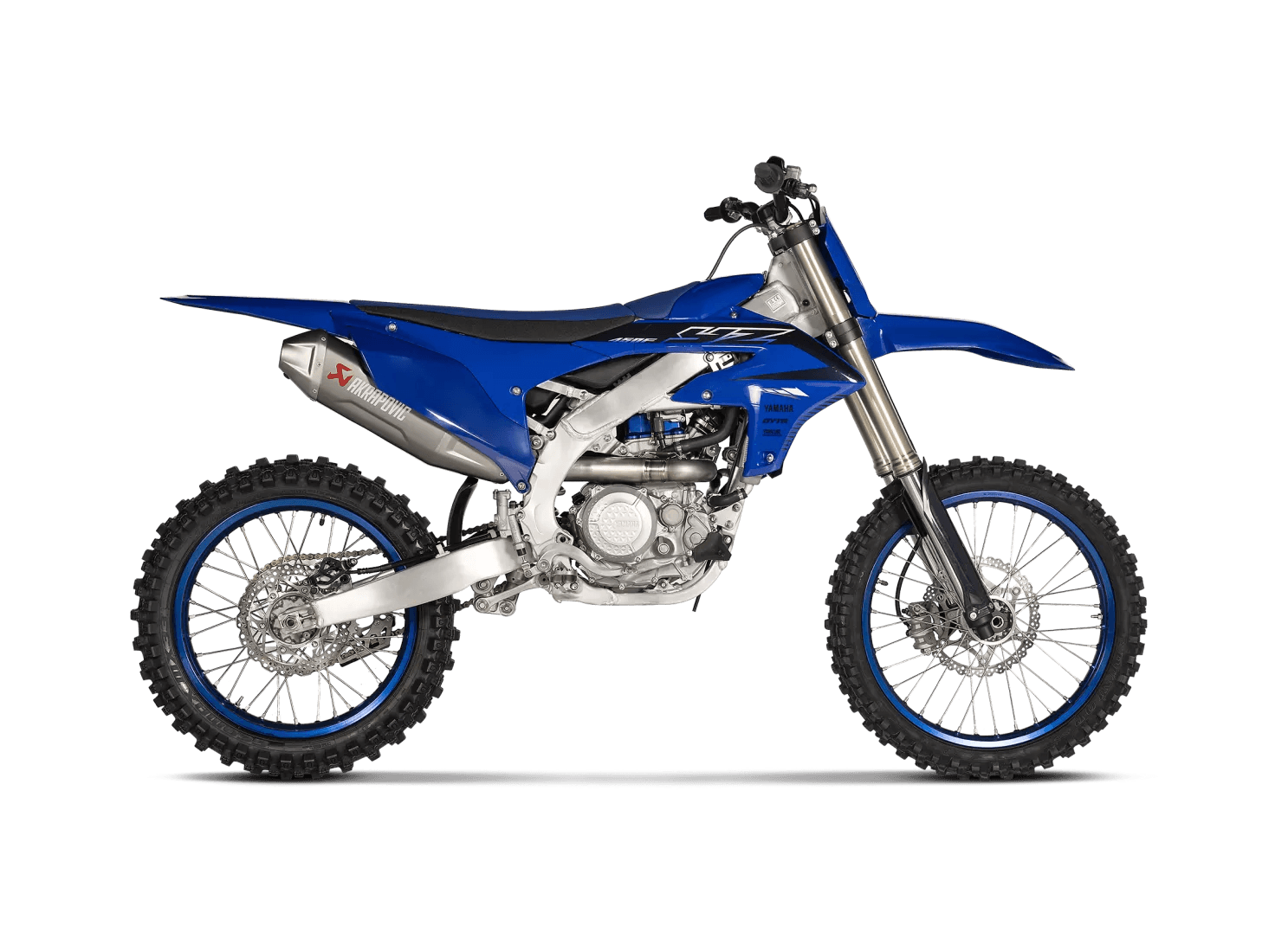 Une Yamaha YZ250F vue de profil, la moto du fondateur.